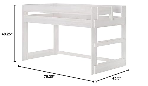 Max & Lily Modern Farmhouse Low Loft Bed, Twin Bed Frame For Kids, White Wash Max & Lily
