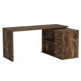 HSH L Shape Home Office Desk with Drawers, L-Shaped Computer Desk with Storage Cabinet Shelves, Wood Executive Desk for Writing Work, Reversible Study Table in Bedroom Living Room, Rustic Brown, 55 In HSH