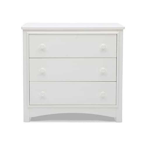 Delta Children Perry 3 Drawer Dresser with Changing Top and Interlocking Drawers, Bianca White Delta Children