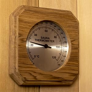 Northern Lights Group Sauna Thermometer: Western Red Cedar Wood Fininsh Dry Steam in Fahrenheit Celsius Wooden Infrared Room F and C