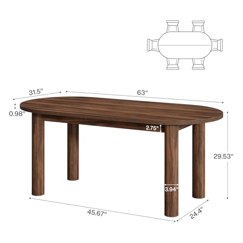 Tribesigns 5.3 ft Oval Conference Table, 63 Inches Curved Meeting Seminar Table for 4-6 People, Walnut Training Desk for Office Conference Room Tribesigns