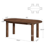 Tribesigns 63" Oval Dining Table for 6, Walnut Wooden Kitchen Table with Arc-Shaped Edge Top for Dinner Room, Living Room, Easy Assembly (Only Table) Tribesigns
