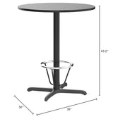 Flash Furniture 36'' Round Black Laminate Table Top with 30'' x 30'' Bar Height Table Base and Foot Ring Flash Furniture