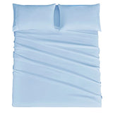 Mejoroom Queen Sheet Set - Hotel Luxury 1800 Sheets & Pillowcase Sets - Extra Soft Bed Sheets - Deep Pocket Fitted Sheet, Breathable, Wrinkle & Fade Resistant - 4 Piece (Queen,Light Blue) Mejoroom