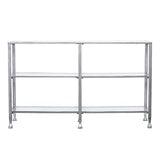 SEI Furniture Jaymes 3 Tier Glass Console Media Table, Silver Frame Finish, distressed silver (AMZ1770MC) SEI Furniture