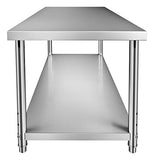 VEVOR Stainless Steel Prep Table, 72 x 30 x 34 Inch, 550lbs Load Capacity Heavy Duty Metal Worktable with Adjustable Undershelf, Commercial Workstation for Kitchen Restaurant Garage Backyard VEVOR