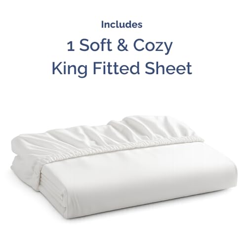 King Fitted Bed Sheet - Bottom Single Fitted Sheet Only - Ultra-Soft Hotel Luxury Bedding w/ 8-16 Inch Deep Pockets - Breathable, Cooling & Wrinkle Free - Easy-Care, Fade & Shrink Resistant - White CGK Unlimited