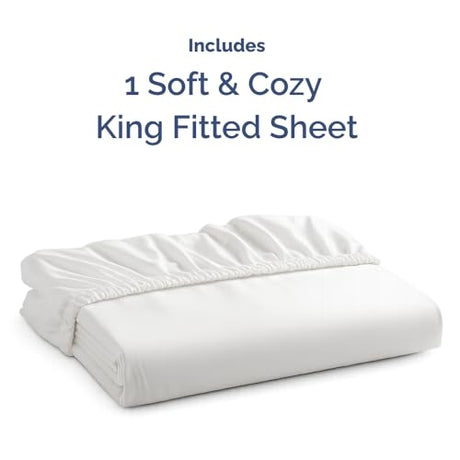 King Fitted Bed Sheet - Bottom Single Fitted Sheet Only - Ultra-Soft Hotel Luxury Bedding w/ 8-16 Inch Deep Pockets - Breathable, Cooling & Wrinkle Free - Easy-Care, Fade & Shrink Resistant - White CGK Unlimited