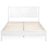 Bme Ethan Solid Wood King Bed Frame with Diamond Headboard - Rustic & Mid-Century Modern - Acacia Wood Platform Bed - Compatible with All Mattresses - No Box Spring Needed - Rustic White Bme