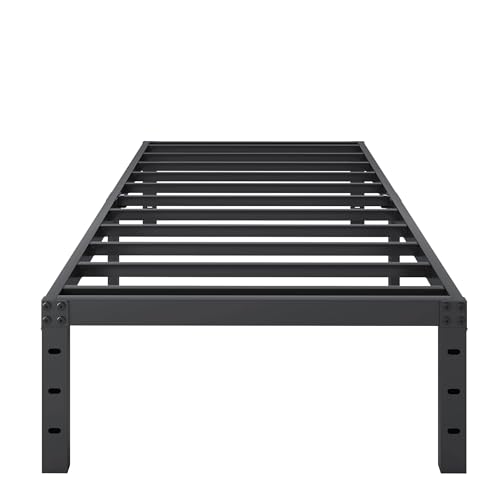 SHLAND Twin Bed Frames 16 Inch Metal Platform Bed Frame No Box Spring Needed, Twin Size Bed with Heavy Duty Strong Slat Support, Easy Assembly, No Noise, Black SHLAND