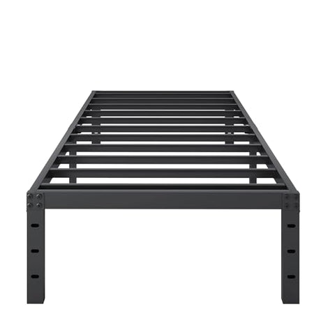 SHLAND Twin Bed Frames 16 Inch Metal Platform Bed Frame No Box Spring Needed, Twin Size Bed with Heavy Duty Strong Slat Support, Easy Assembly, No Noise, Black SHLAND
