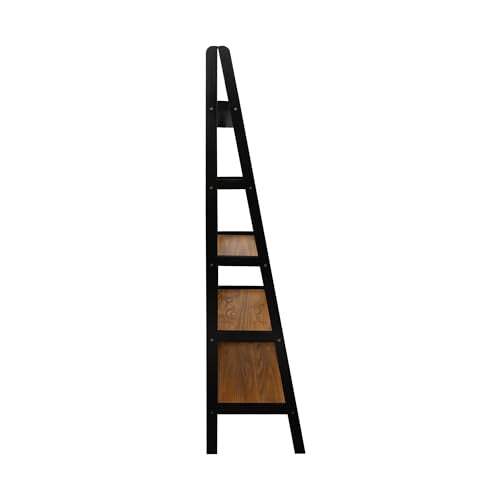 Casual Home 100% Solid Wood 5-Shelf Ladder Bookcase, Standard, Two-Tone Casual Home