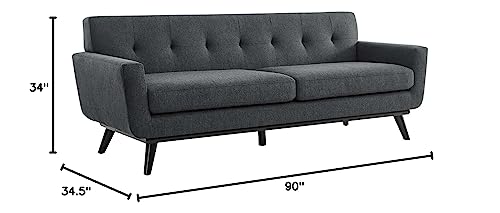 Modway Engage Mid-Century Modern Herringbone Fabric Sofa in Charcoal Modway