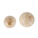 Deco 79 Mango Wood Handmade Decorative Ball Orbs & Vase Filler with Carved Tribal Patterns, Set of 2 5", 4" W, Cream Deco 79