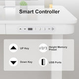 Furmax Electric Standing Desk with Drawer 48 x 24 Inch Adjustable Height Stand up Desk One-piece Board Pre-assembled Home Office Computer Desk with USB Ports, White Furmax