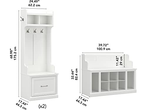 kathy ireland Home by Bush WDL012WAS 69-Inch Entryway Storage Set with 6 Shelves, White Ash - WoodArtSupply