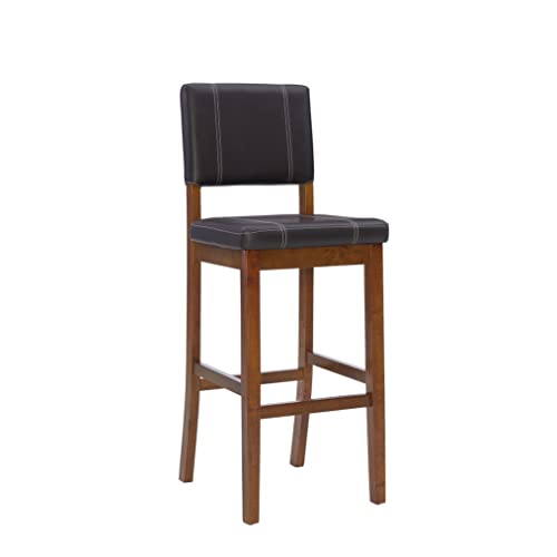 Linon Home Decor Milano Bar Stool, Medium Dark Walnut, 30-Inch - WoodArtSupply