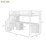 Harper & Bright Designs Twin Size Loft Bed with Stairs and Desks, Wood Loft Bed Frame with Storage Drawers, White Harper & Bright Designs