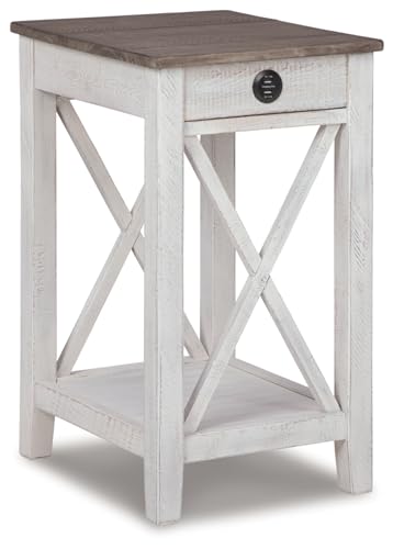 Signature Design by Ashley Adalane Modern Farmhouse Accent End Table, Whitewash - WoodArtSupply