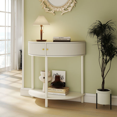 Demi Lune Console Table With 2 Storage Drawers HouseOfZazla