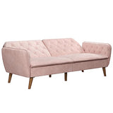 Novogratz Tallulah Memory Foam Futon, Convertible Couch, Pink Velvet Novogratz