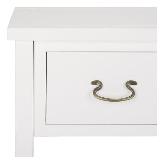 SAFAVIEH Home Collection – Cindy White Console Table with Three Drawers, French Farmhouse Storage Console, Tapered Leg Design (AMH6568C) SAFAVIEH