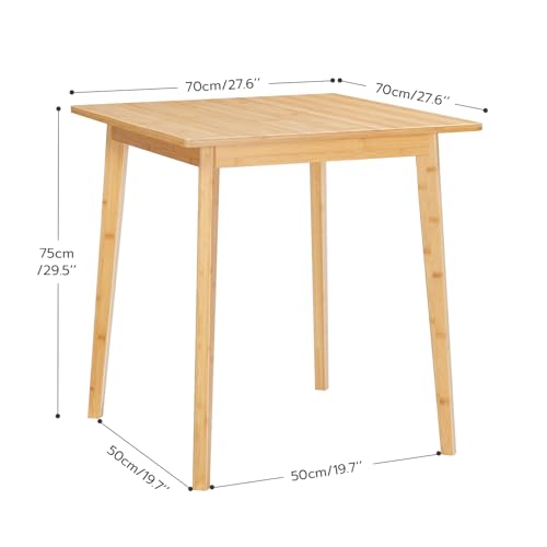 HOOBRO Bamboo Dining Table, Square Dining Table for 2, 27.6" Kitchen Table for Small Space, Writing Table, Easy to Assemble, for Dining Room, Living Room, Office, Kitchen, Apartment, Natural YL70CZ01 HOOBRO