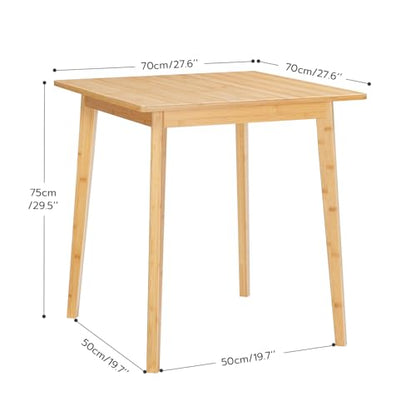 HOOBRO Bamboo Dining Table, Square Dining Table for 2, 27.6" Kitchen Table for Small Space, Writing Table, Easy to Assemble, for Dining Room, Living Room, Office, Kitchen, Apartment, Natural  - WoodArtSupply