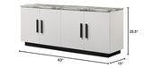 Lilola Home Matilda 63-inch White Cabinet Console Table with Faux Marble Top – Modern 4-Door Storage Design with Adjustable Shelves and Black Contrasting Base for Living Room or Entryway LILOLA LIVING