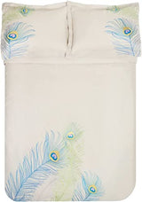 100% Cotton, 3-Piece King/California King, Single Ply, Soft, Embroidered Peacock Duvet Cover Set Superior