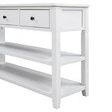 Mid-Century Console Table Modern Solid Wood Frame Sofa Table with 2 Tier Open Shelves and 3 Top Storage Drawers Entryway Table for Living Room Hallway Foyer, Easy Assembly Knocbel