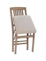 Linon Keira Wooden Folding Chair Upholstered Seat and Mission Back Set of 2, Dining Height, Rustic Natural & Beige Linon