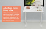 Penau Height Adjustable Study Desk, Manual Crank Standing Desk for Home Office and Kids, Minimalist White Engineered Wood Top with White Iron Frame, Compact Rectangular 32.68 x 23.62 x 35.43 Inchs Penau
