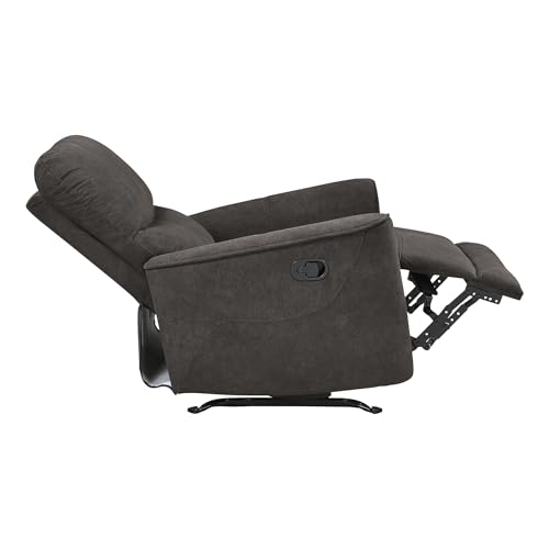 Lexicon Manual Rocker Recliner Chair, Polished Microfiber Manual Reclining Chair with Overstuffed Backrest, Comfy Nursery Recliner for Living Room/Office/Bedroom/Apartment, Easy Assembly, Chocolate