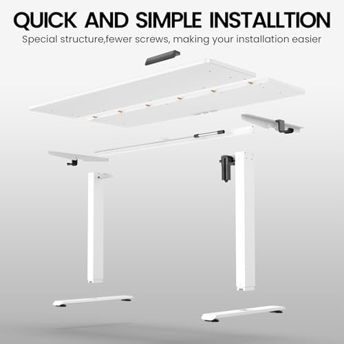 Veken 55 x 23.6 Inch Electric Standing Desk with Adjustable Height, Sit to Stand Computer Table for Study, Work or Gaming, Home Office Desk White Veken