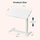 FitStand Medical Adjustable Overbed Bedside Table with Casters 90° Tilting Desktop Pneumatic Mobile Rolling Laptop Computer Standing Desk Cart with Tray, Hospital Table(31.5" W x 17.7" D, White) FitStand