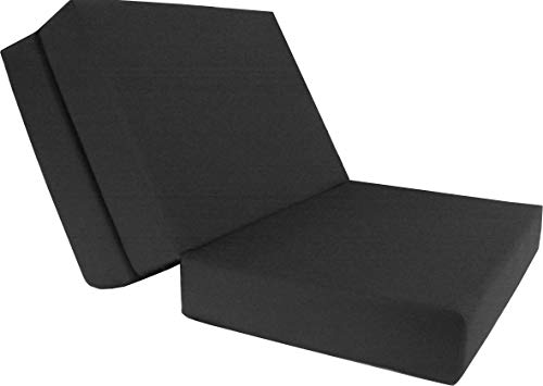 D&D Futon Furniture Trifold Foam Bed, Folding Ottoman Mattress (Black, Chair Size (6 x 27 x 75)) D&D Futon Furniture