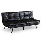 Opoiar Futon Sofa Bed, Lounge Memory Foam Sleeper Couch for Compact Living Spaces, Convertible Foldable Loveseat with Armrests,Black/Faux Leather,71" W Opoiar