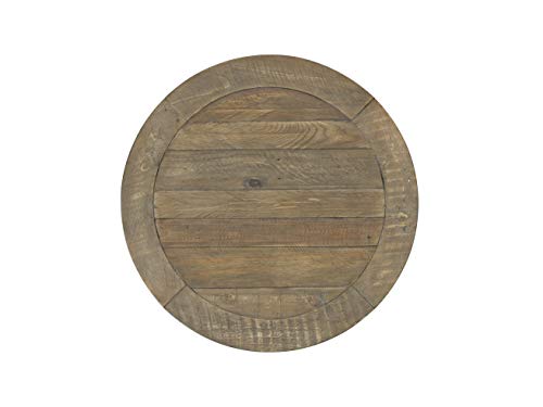 Napa Solid Wood Farmhouse Rustic Reclaimed Natural and White Stain Round End Side Accent Living Room Table, Nightstand Bedside 26" W x 26" D x 25" H - WoodArtSupply