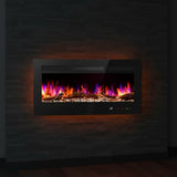 36" Electric Fireplace Insert, 1500W Wall Mounted & Recessed Fireplace Heater with Remote & Touch Screen, Adjustable Flame Color & Brightness, 12H Timer, Low Noise Electric Fireplace for Indoor Use Aidoly