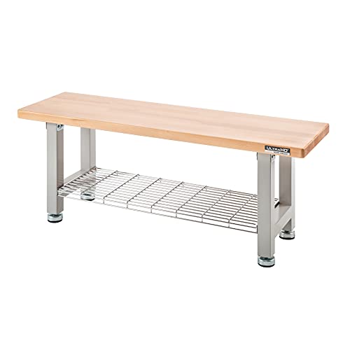 Seville Classics Storage Shelf Wood Bench, Granite Seville Classics