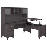 Bush Home Somerset 72W 3 Position Sit to Stand L Shaped Desk with Hutch in Storm Gray | Adjustable Height Table for Home Office Bush Home
