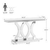 Condemo 55 Inches Mirrored Console Table, Entryway Table with Geometric Base, Modern Sofa Table Behind Couch for Living Room, Accent Table for Hallway, Foyer, Entrance (Silver Mirror) Condemo