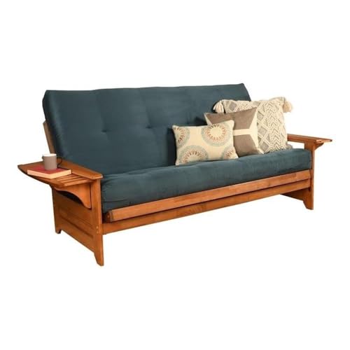Kodiak Furniture 75" Traditional Full-Size Suede Fabric Futon Mattress with Coil Hinged Innerspring Unit, Foam Construction, Tufted Cover, in Blue Finish, Frame Not Included Kodiak Furniture