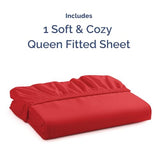 Queen Fitted Bed Sheet - Bottom Single Fitted Sheet Only - Ultra-Soft Hotel Luxury Bedding w/ 8-16 Inch Deep Pockets - Breathable, Cooling & Wrinkle Free - Easy-Care, Fade and Shrink Resistant - Red CGK Unlimited