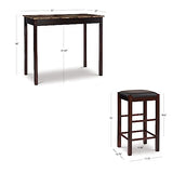 Linon Brown 3-Piece Table Faux Marble Tavern Set, 42" w x 22.25" d x 36" h Linon
