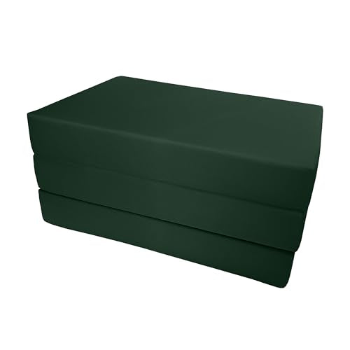 D&D Futon Furniture Hunter Green Twin Size Shikibuton Trifold Foam Beds, Folding Ottoman Mattresses, High Density Foam, 75 x 39 x 6 in Thick D&D Futon Furniture