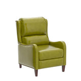HULALA HOME Genuine Leather Recliner Chair, Modern Push Back Recliner Armchair with Thick Seat, Backrest & Footrest, Nailhead Decor for Living Room, Bedroom, Olive