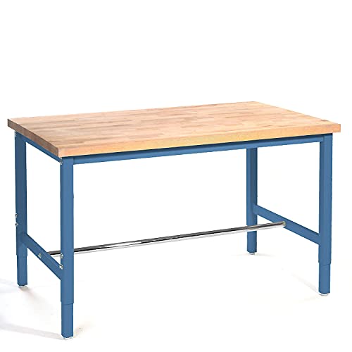 Global Industrial Production Workbench - Maple Butcher Block Safety Edge - Blue, 72"W x 36"D Global Industrial