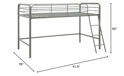 DHP Silver Junior Loft Bed Frame with Ladder - Twin Size